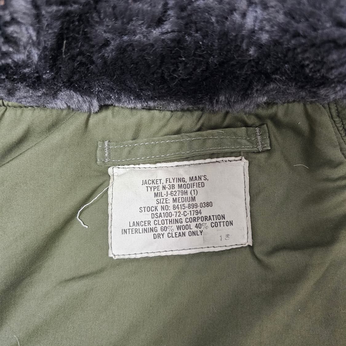 미군n3b 72년 Lancer MODIFIED OD m사이즈 상품이미지6
