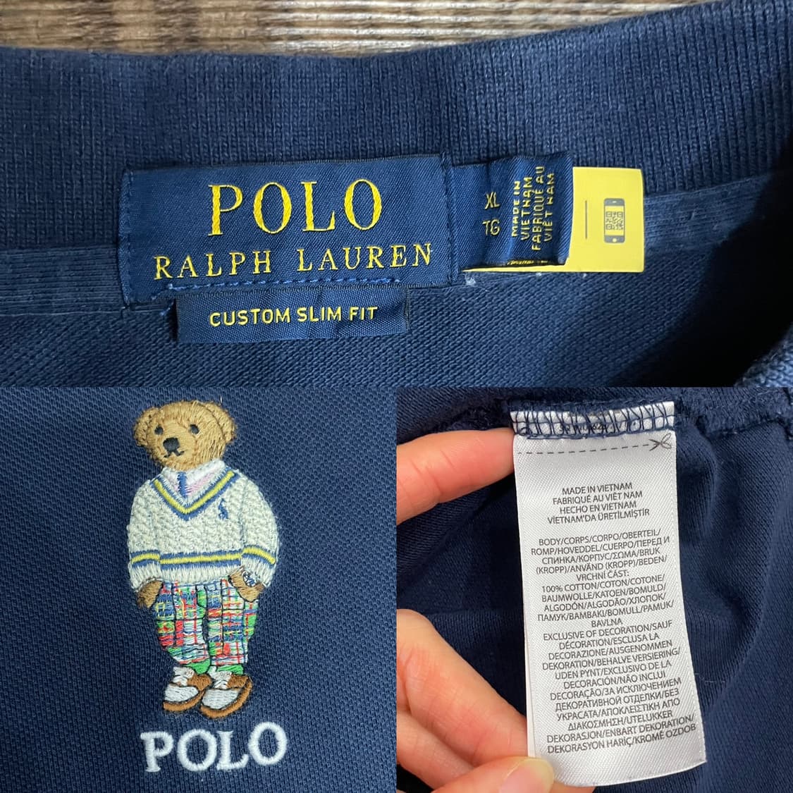 폴로 베어 커스텀 슬림 메시 폴로 셔츠 네이비 상품이미지7