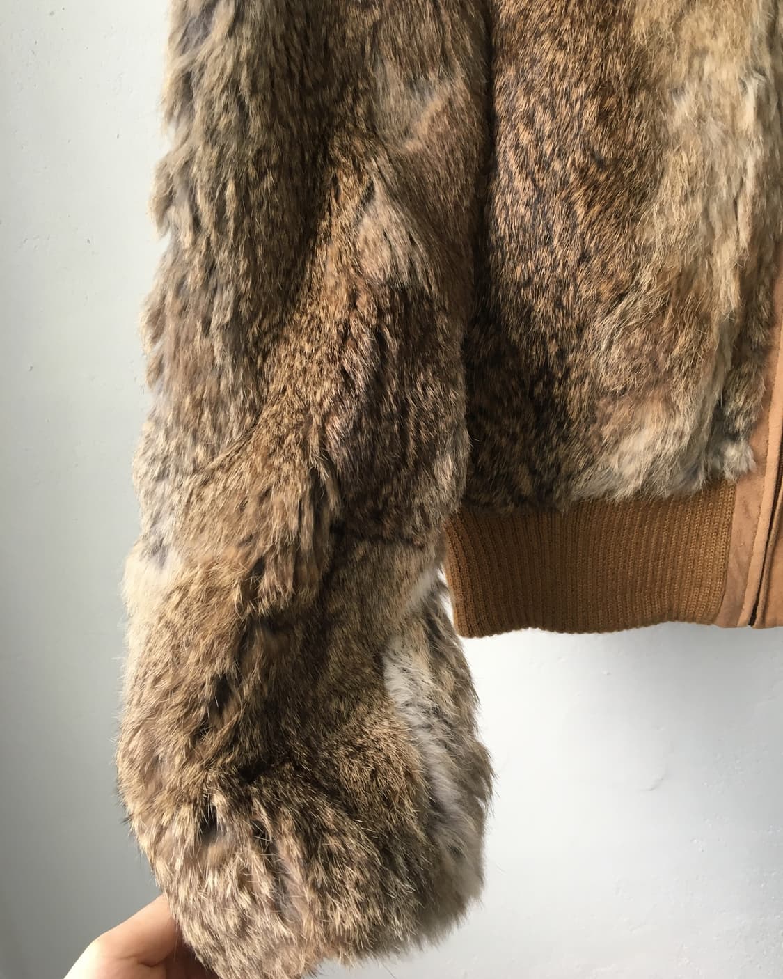 Rabbit fur hood zip up jacket 상품이미지5