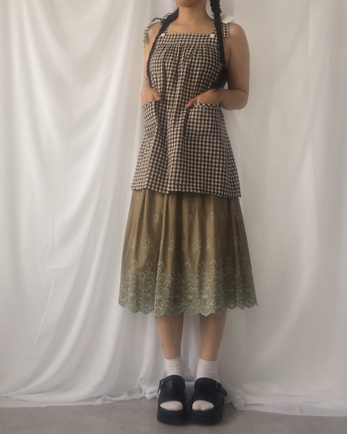 Check pattern sleeveless onepiece 상품이미지7