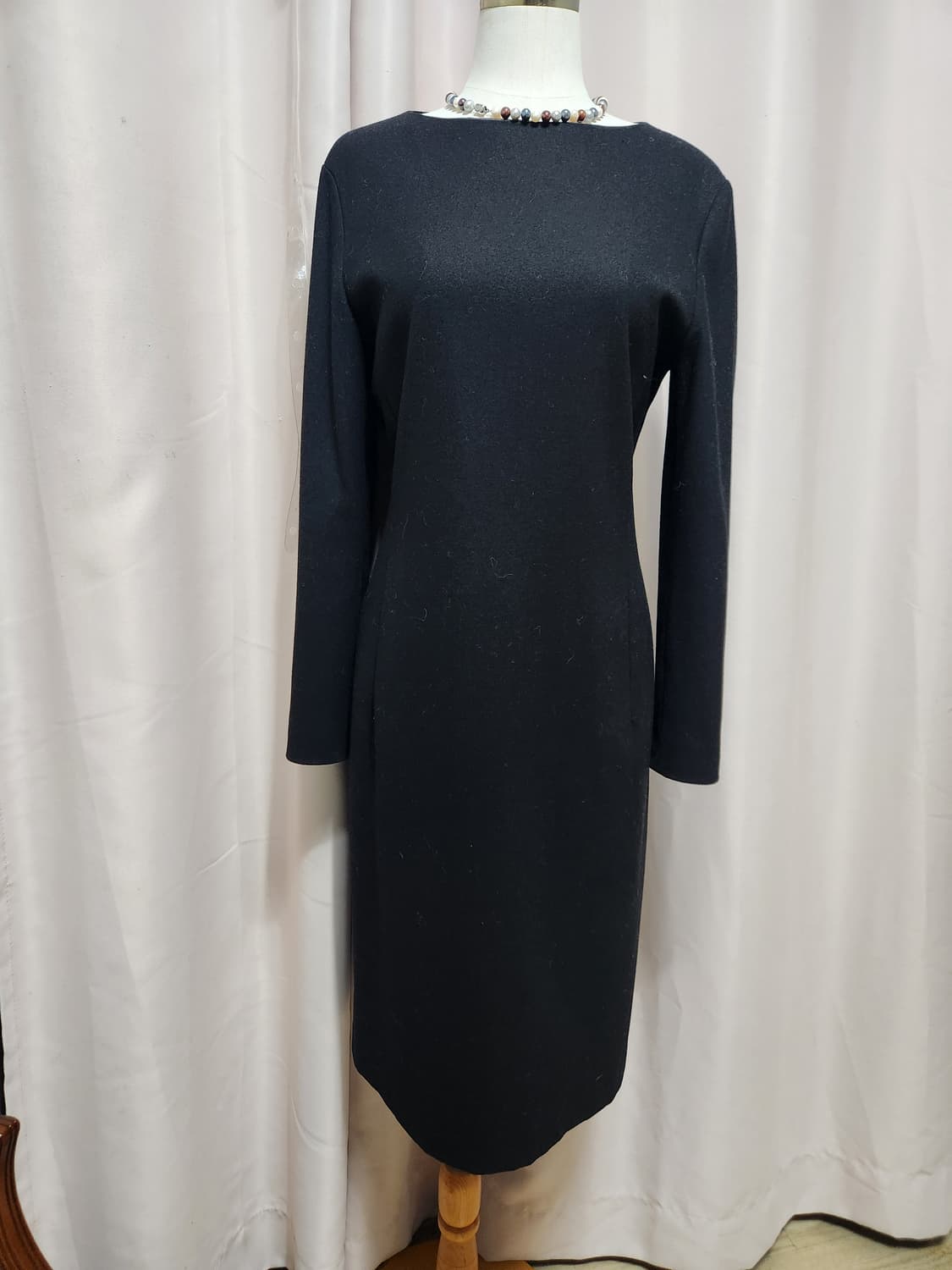 타임 블랙 긴팔 모직 원피스 상품이미지1