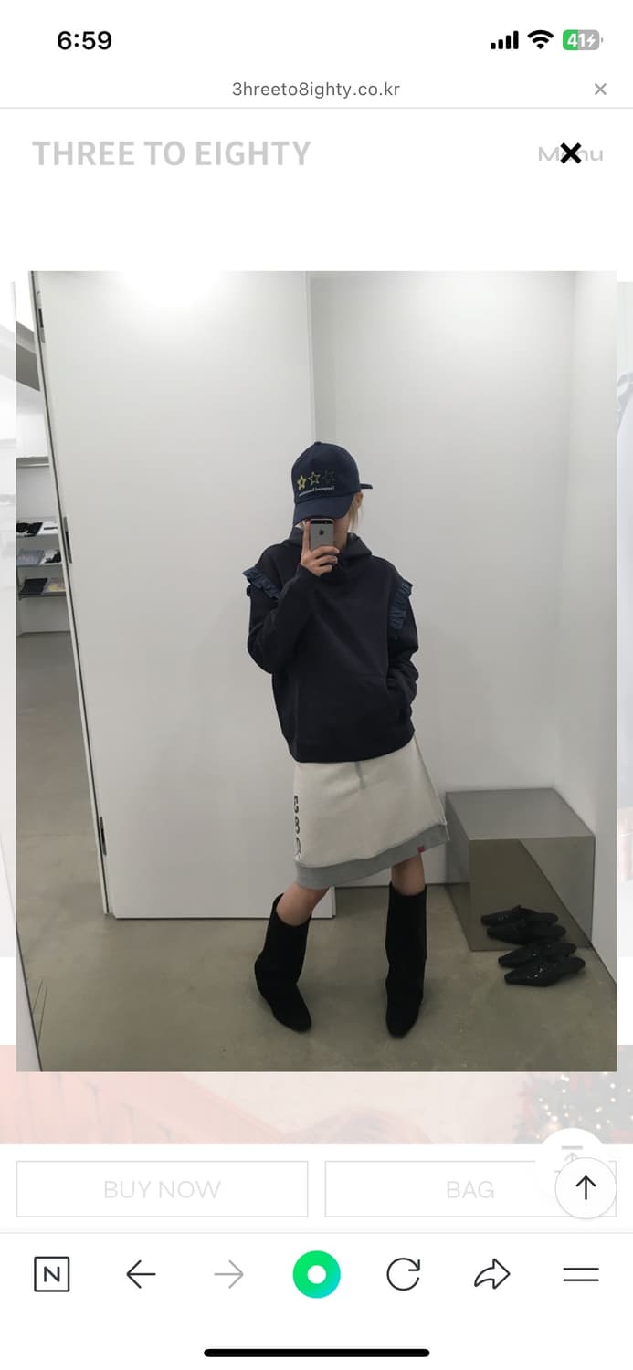 쓰리투에이티 ruffled sweat hoodie 네이비 상품이미지2