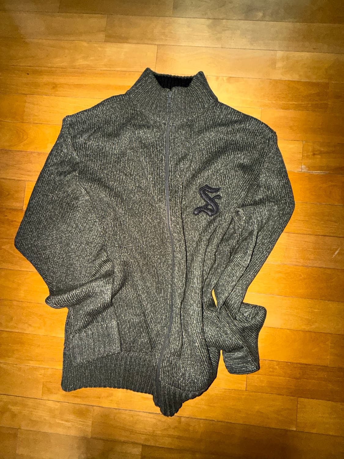 90s STUSSY 스투시 빈티지 울 혼방 집업 니트 가디건 상품이미지3