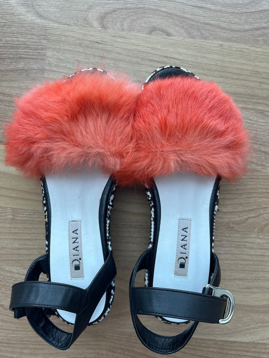 일본 빈티지토끼털 통굽샌들 상품이미지1