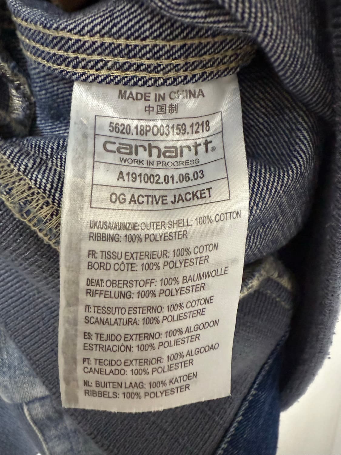 칼하트 WIP OG 엑티브 데님 후드집업자켓 상품이미지7