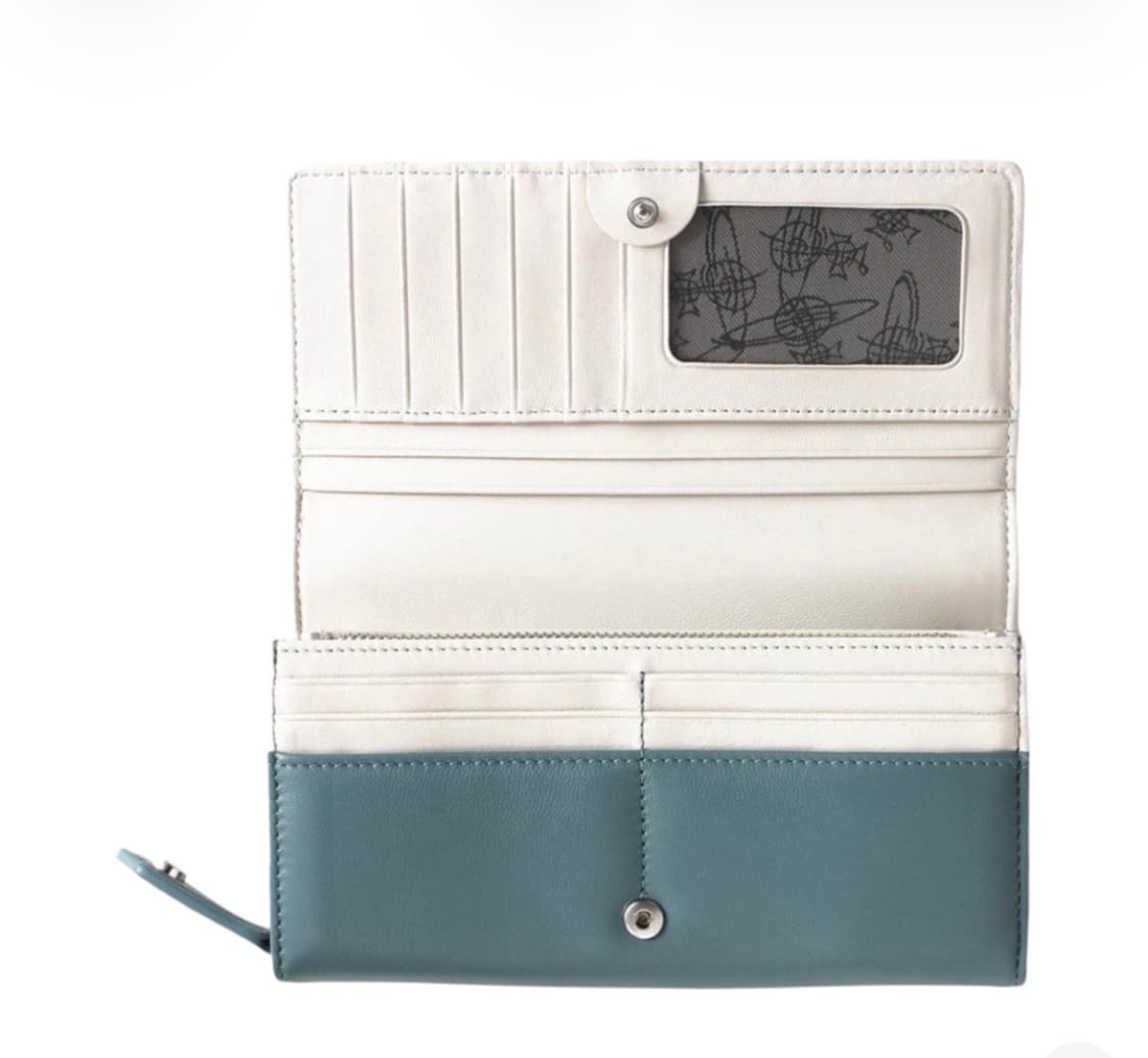 비비안 웨스트우드 나파 레더 엠마 클래식 롱 지갑 블루 상품이미지2