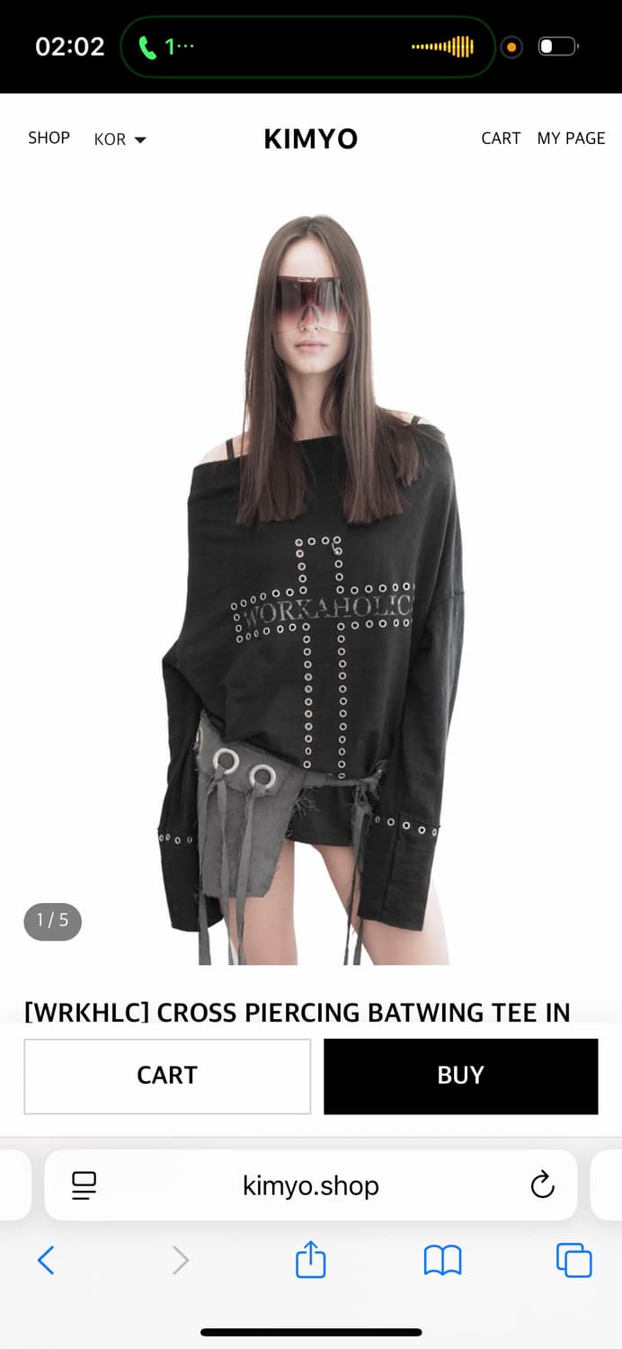 새상품) 키묘 kimyo 워커홀릭 피어싱 크로스 티 블랙 상품이미지1
