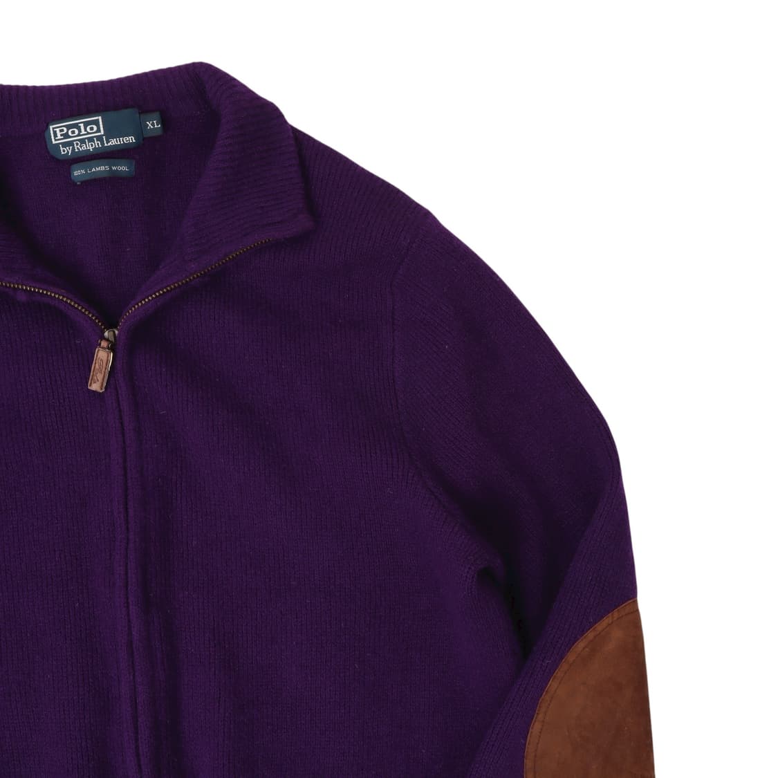 폴로랄프로렌 퍼플 엘보우패치 램스울 집업 가디건 상품이미지3