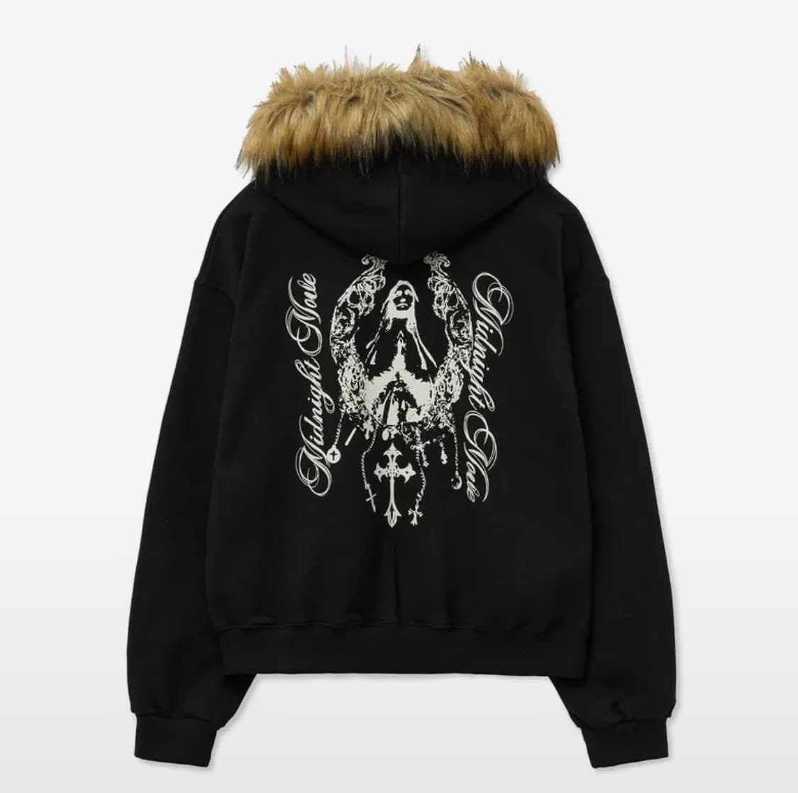 미드나잇무브 퍼 후드집업 블랙 상품이미지1