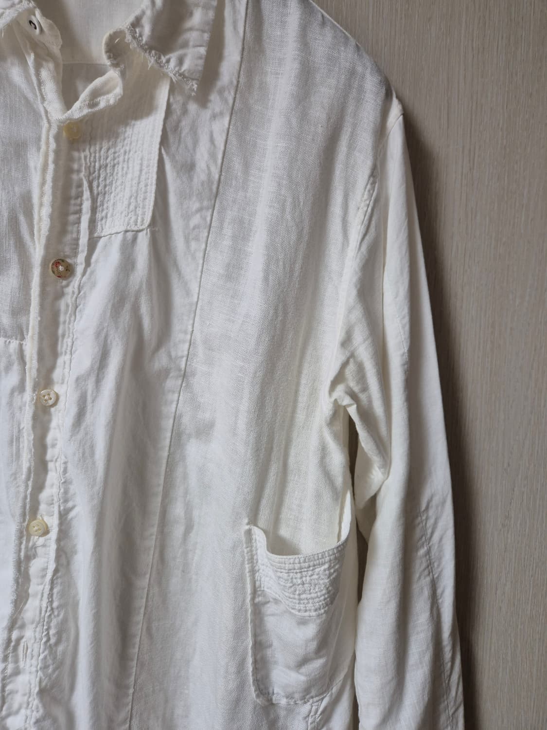 (정품) 캐피탈 패치워크 린넨 셔츠 남방 화이트 3 ( XL) 상품이미지5