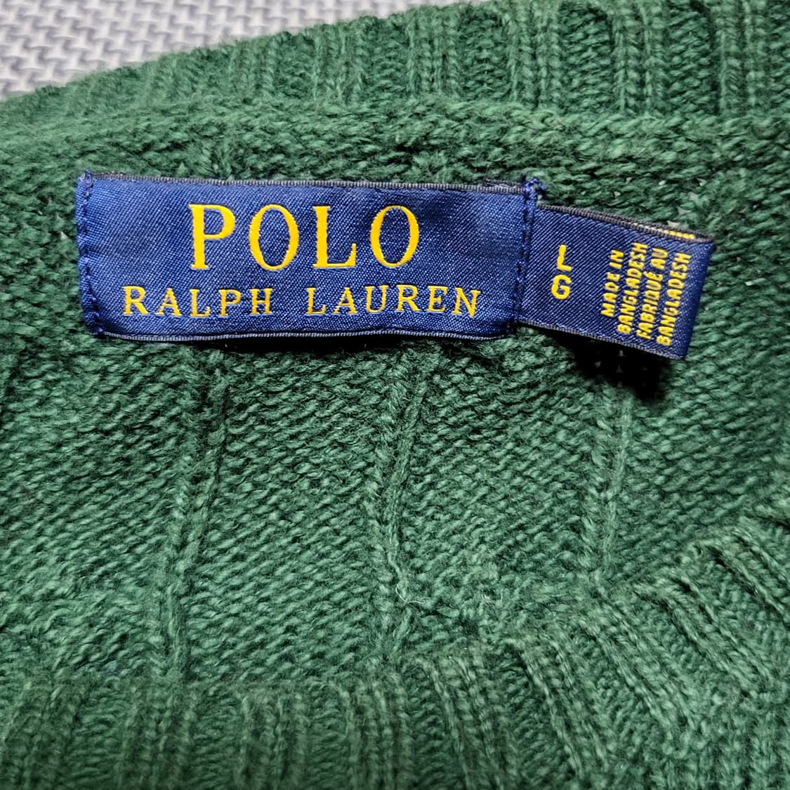 폴로 랄프로렌 케이블 니트 스웨터 그린 (L) 상품이미지4