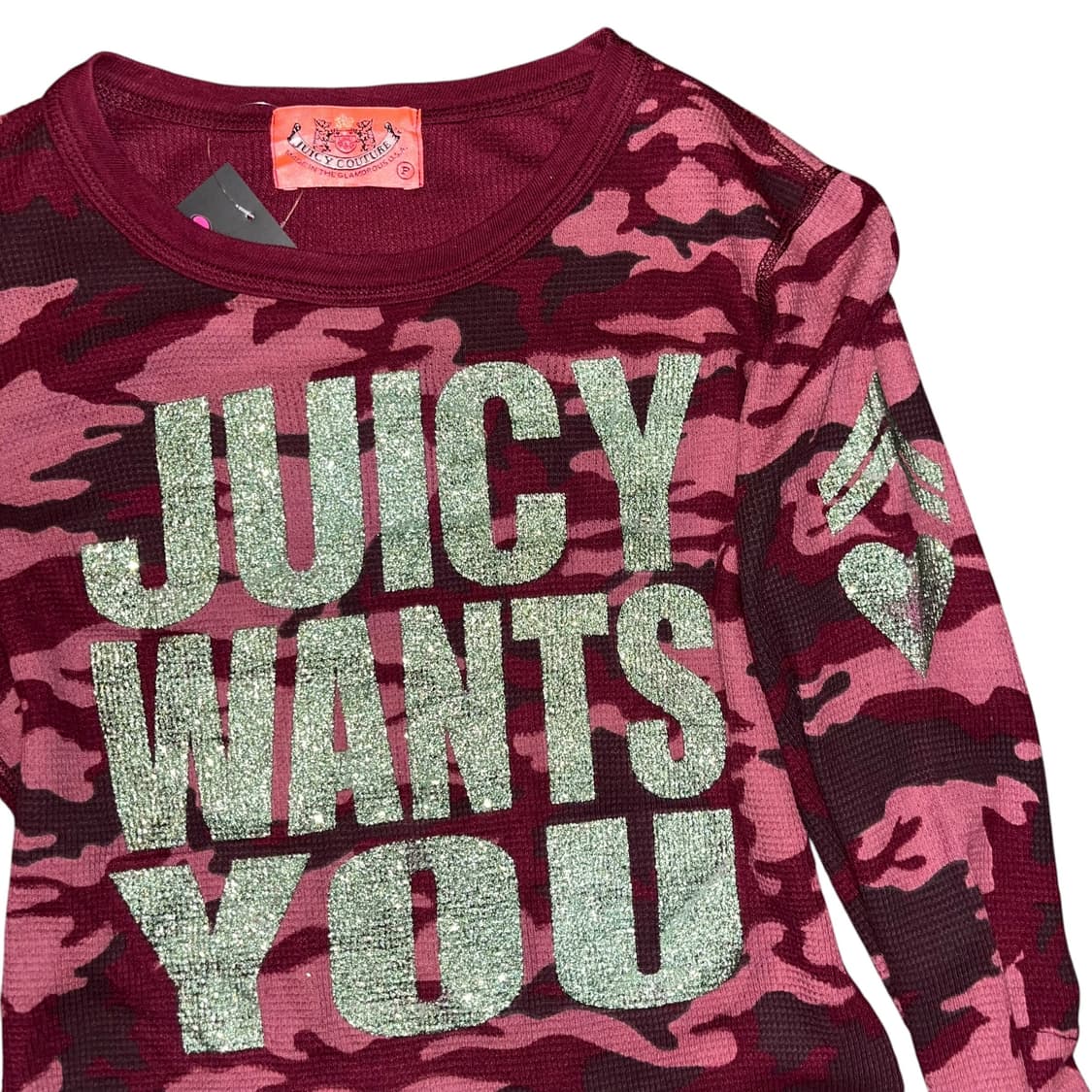 JUICY COUTURE 쥬시꾸뛰르 카모 와플 긴팔티 키치갸루y2k펑크 상품이미지2