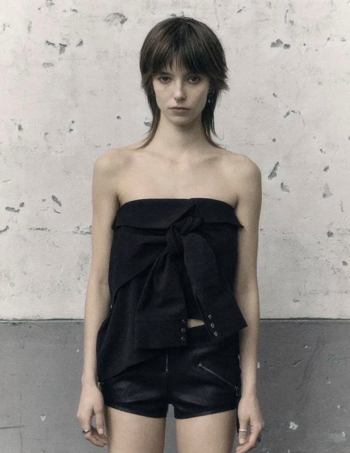 (택O) 보헤미안서울 언발란스 셔츠 스커트 (블랙) (2) 상품이미지1