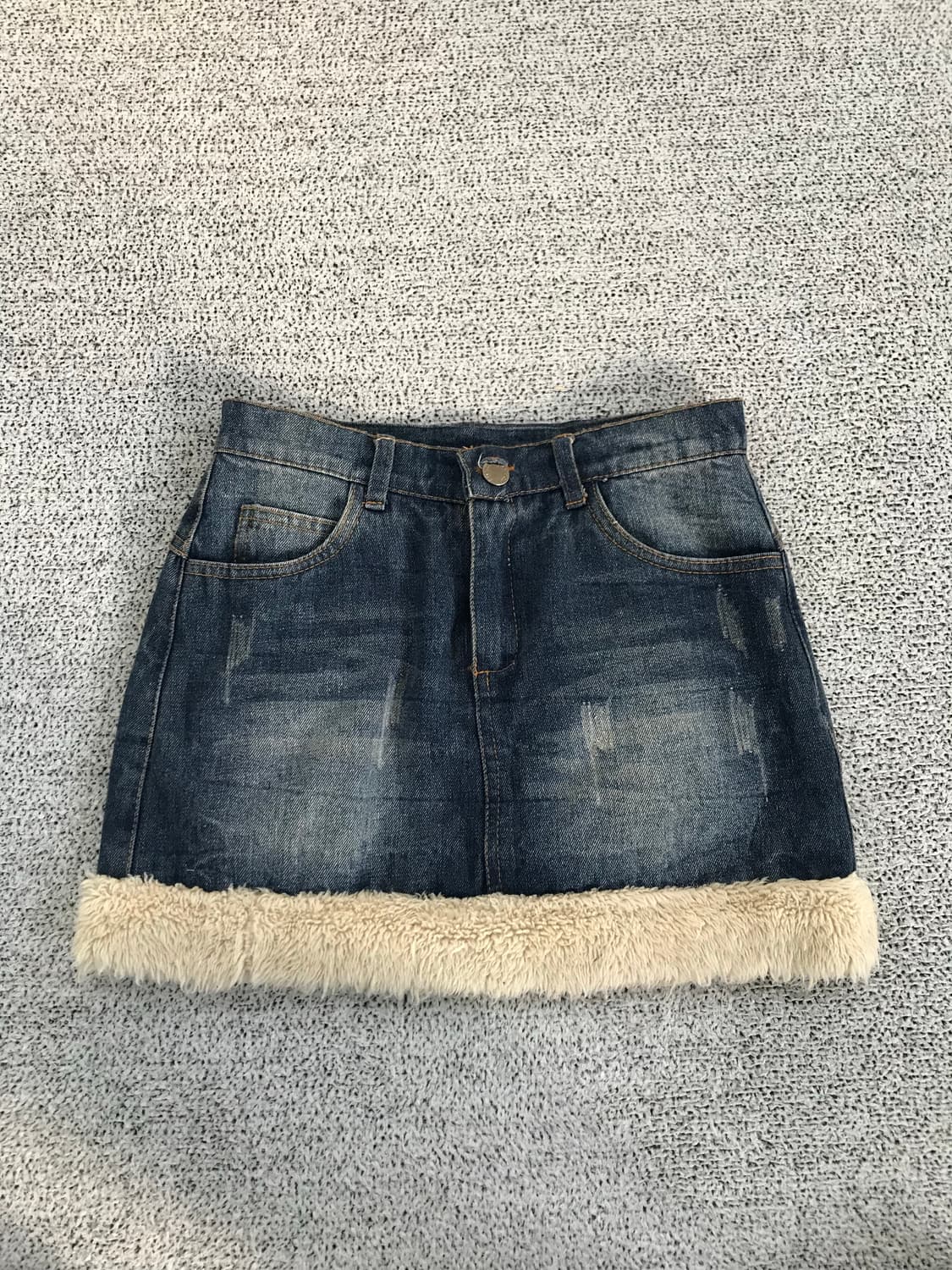 퍼 미니 데님 스커트 상품이미지1