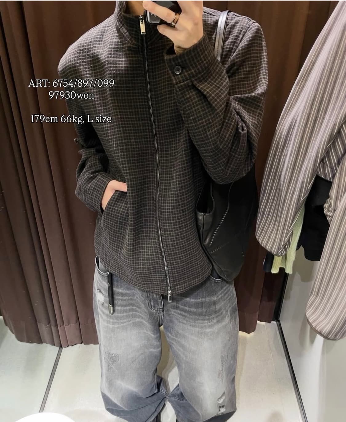 자라 체크 스트릭처 점퍼 상품이미지1