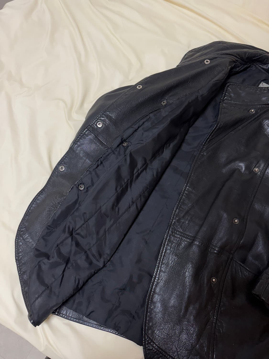 하이넥 더블 레더 자켓 상품이미지6