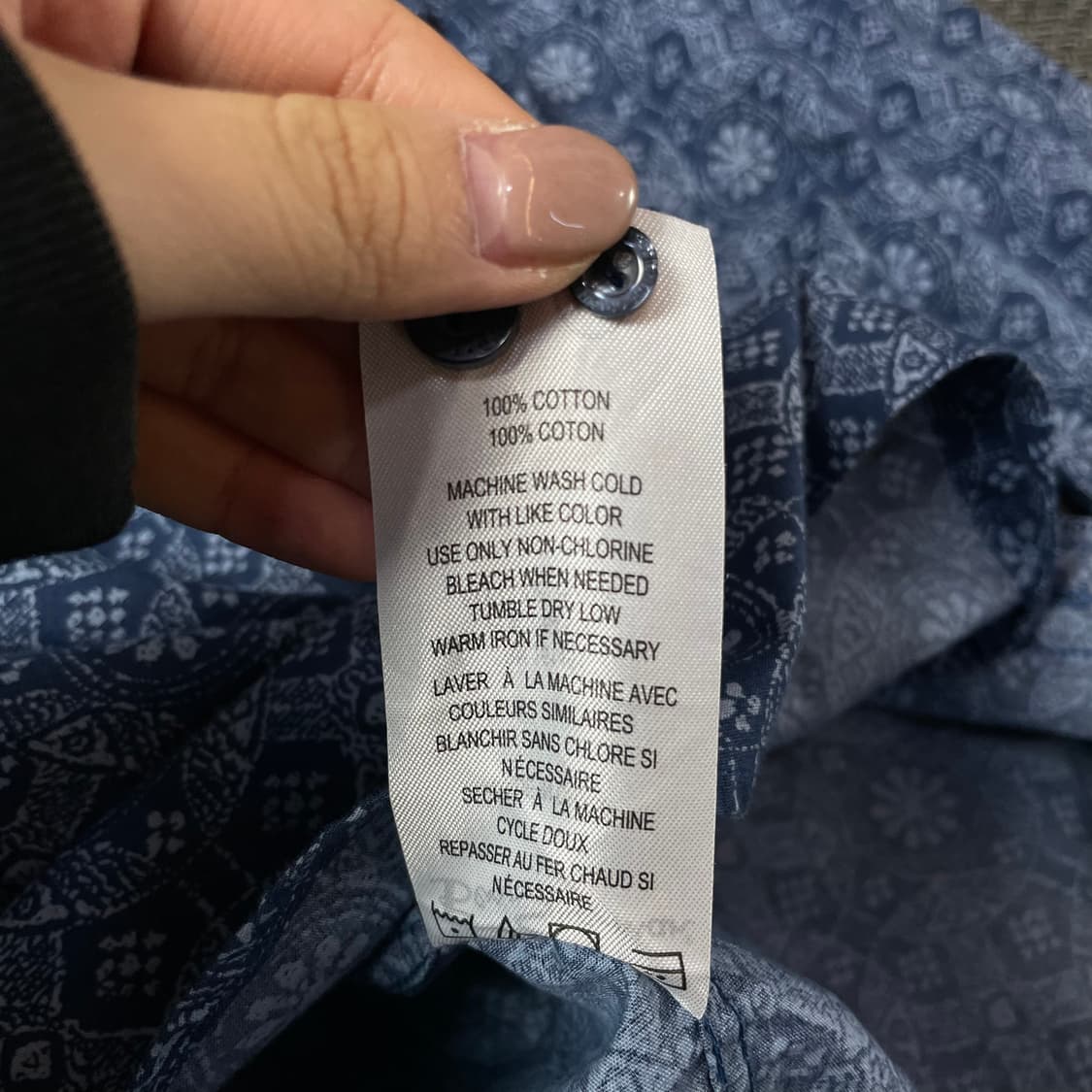 벤셔먼 블루 페이즐리 패턴 원포켓 긴팔 셔츠 XXL 상품이미지6