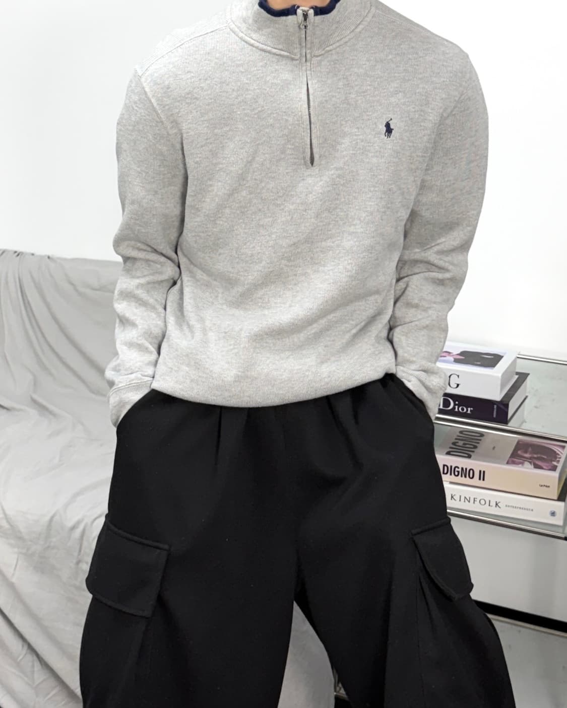 폴로 랄프로렌 라이트 그레이 하프집업 XL 상품이미지1