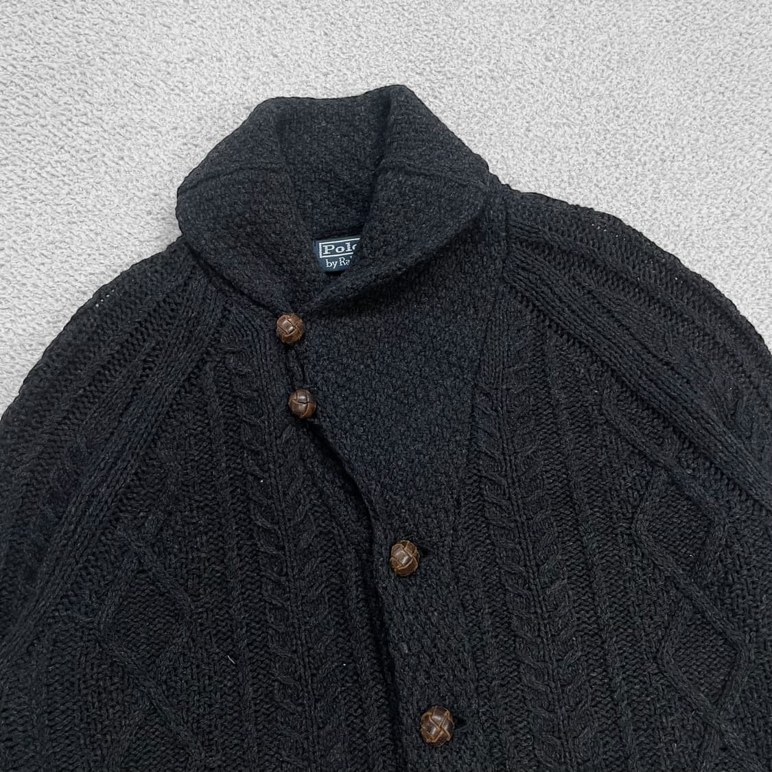 폴로 랄프로렌 숄 카라 니트 가디건 챠콜 상품이미지4