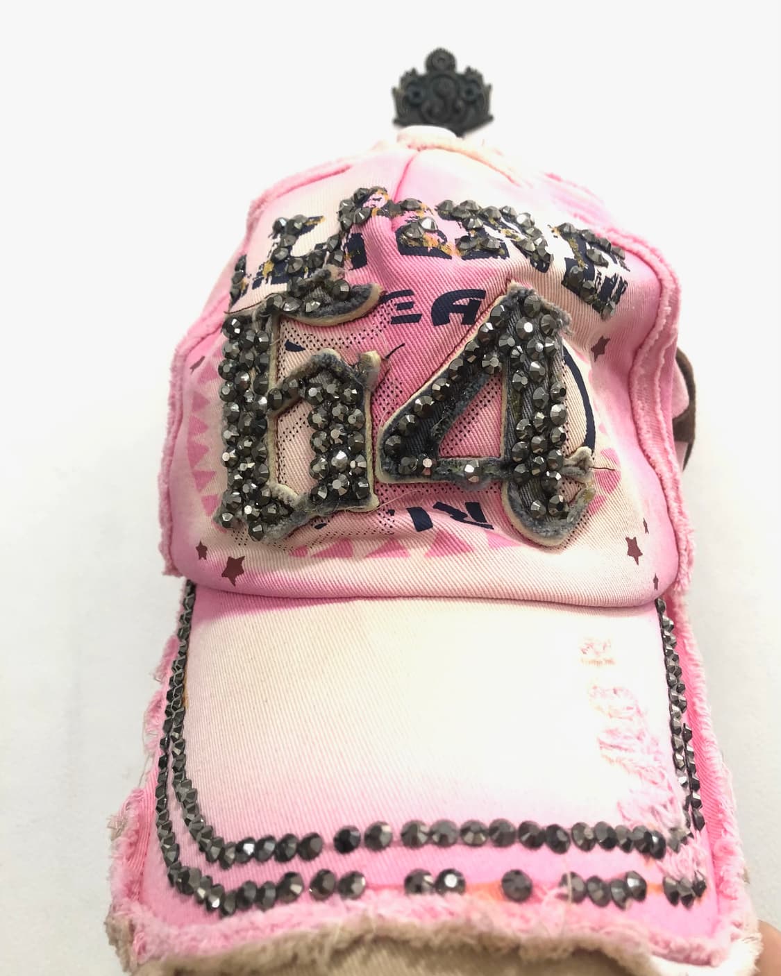64 cubic lettering damaged pink ball cap 상품이미지4