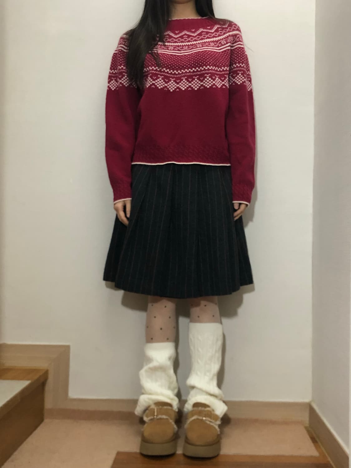 빈티지 그레이 비비드 스트라이프 스커트 상품이미지5