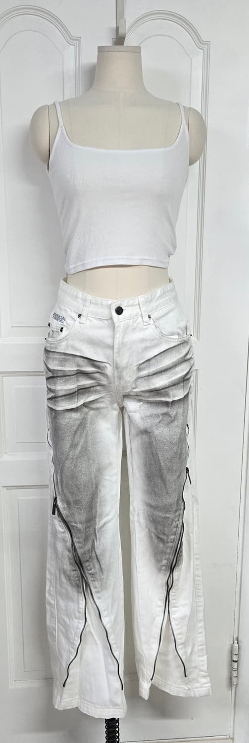 새상품)프렌다 커브드 짚 플례어팬츠 상품이미지2