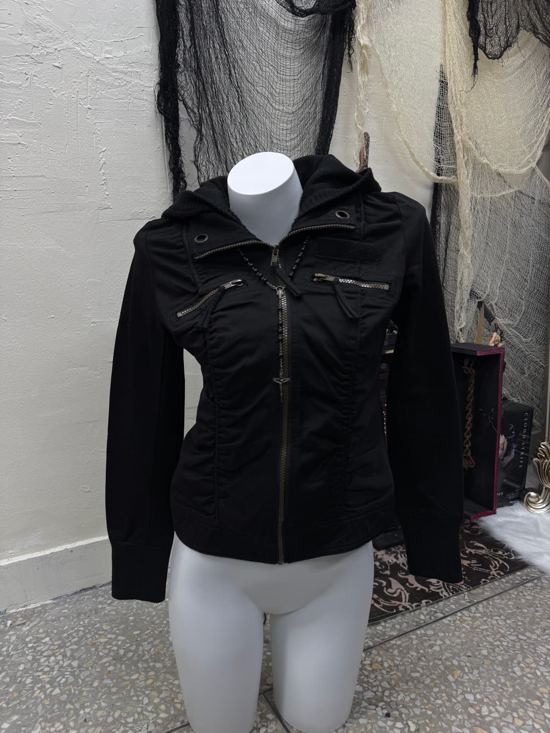 LA 00s y2k shirring hood jacket 상품이미지1