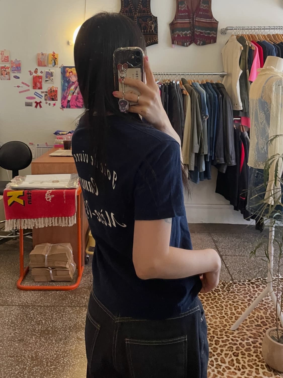 빈티지 프린팅 티셔츠 (네이비) 상품이미지2