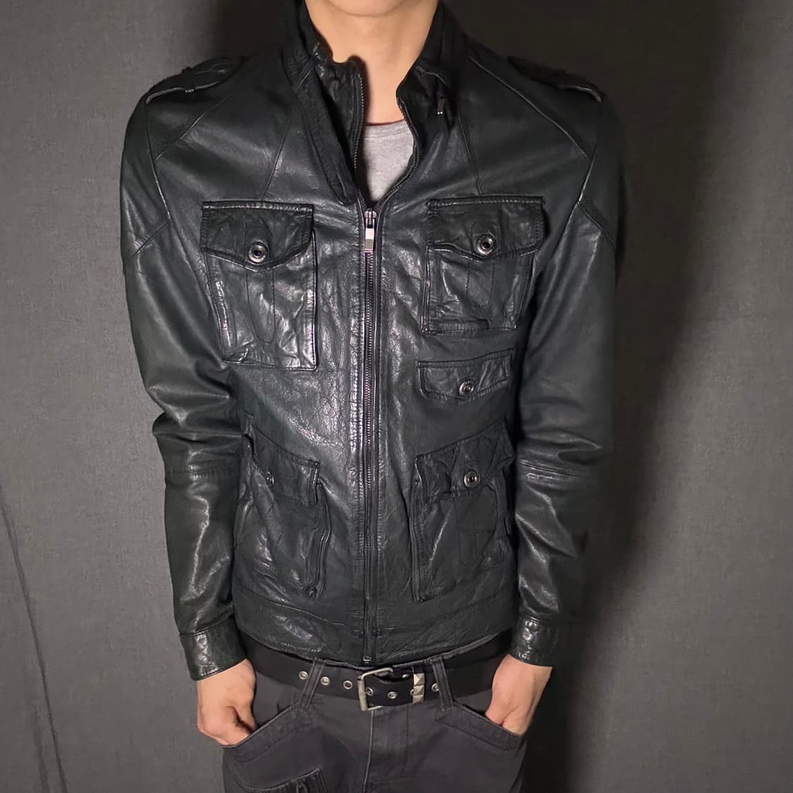 calfskin pocket leather jacket 상품이미지2