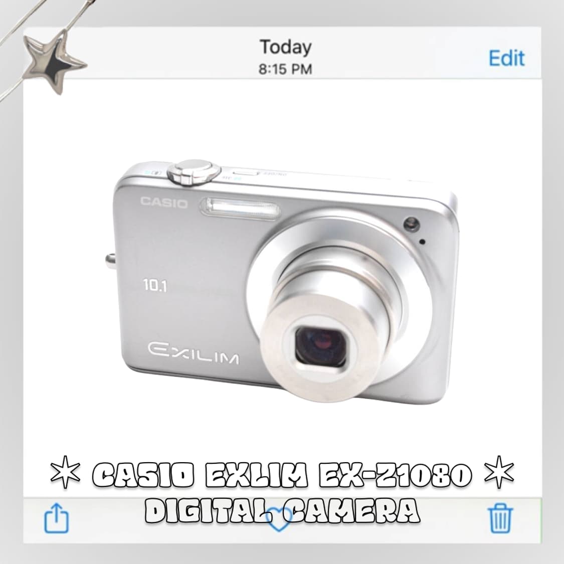 카시오 엑슬림 EX-Z1080 빈티지 디카 실버 상품이미지2