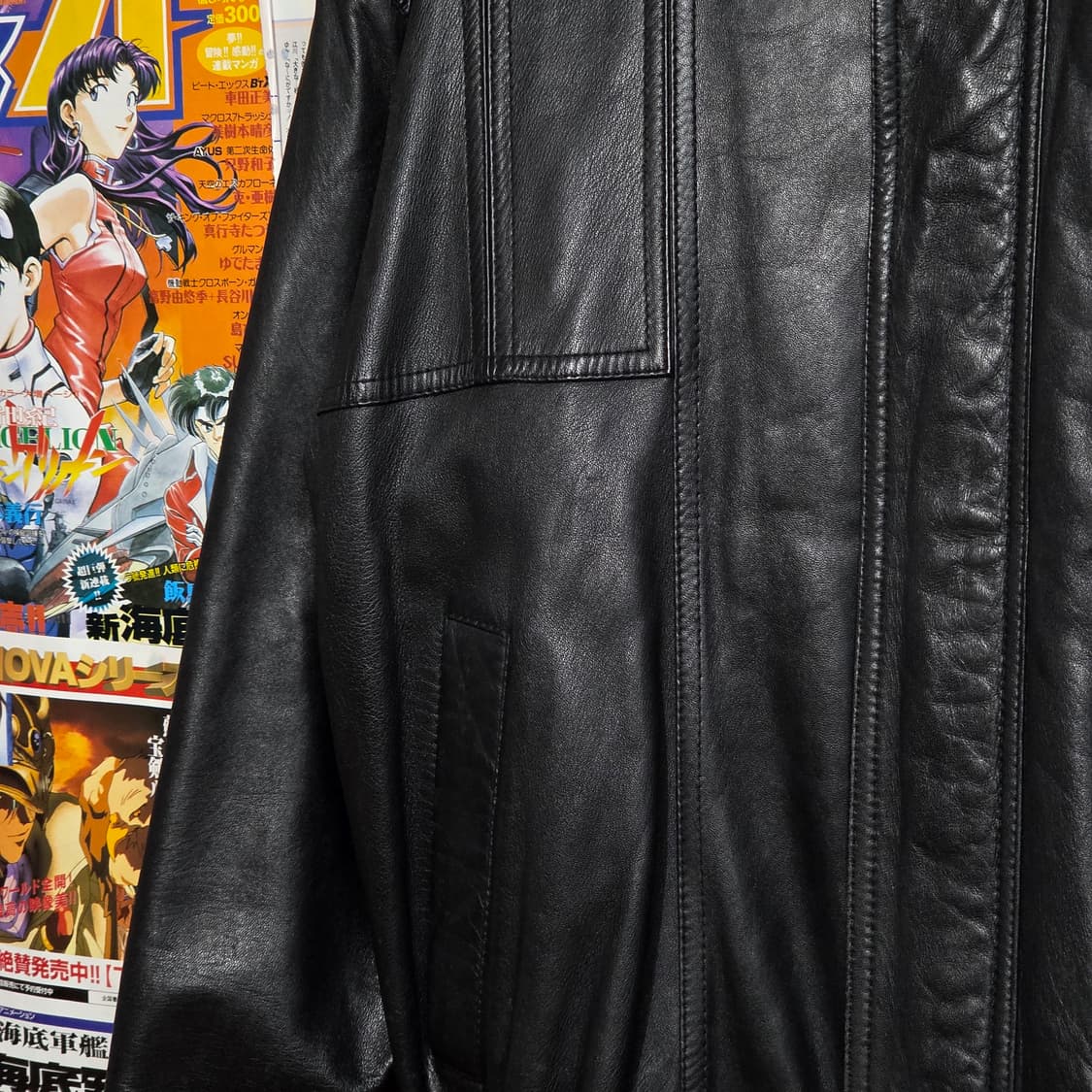 빈티지 버튼 누빔 양가죽 블랙 봄버 자켓 상품이미지4