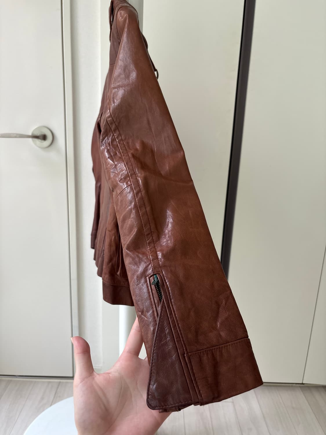 Aged Leather Rider Jacket 상품이미지5