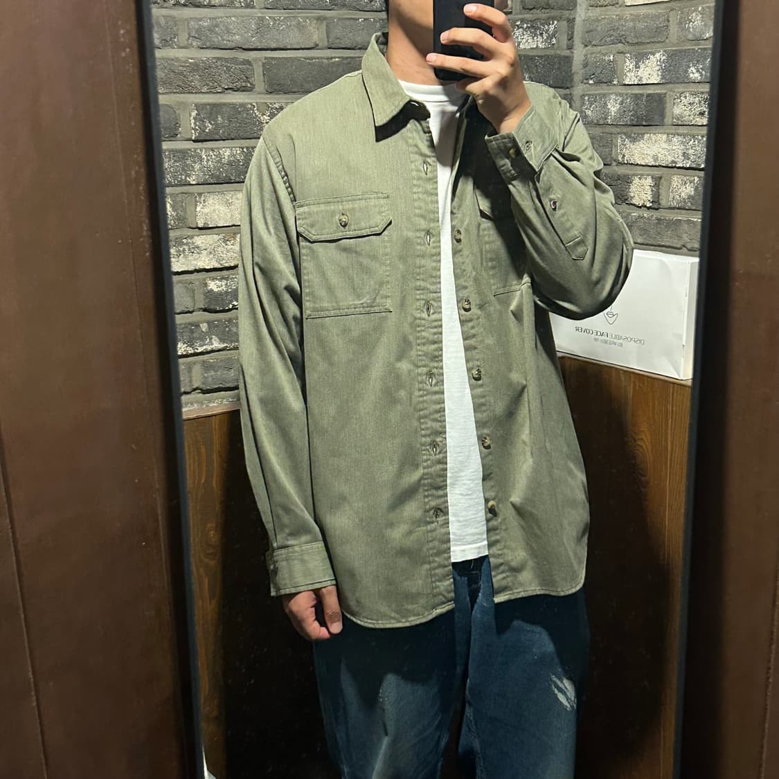 L) Wrangler 랭글러 투포켓 워크웨어 코튼 셔츠 올리브 상품이미지8