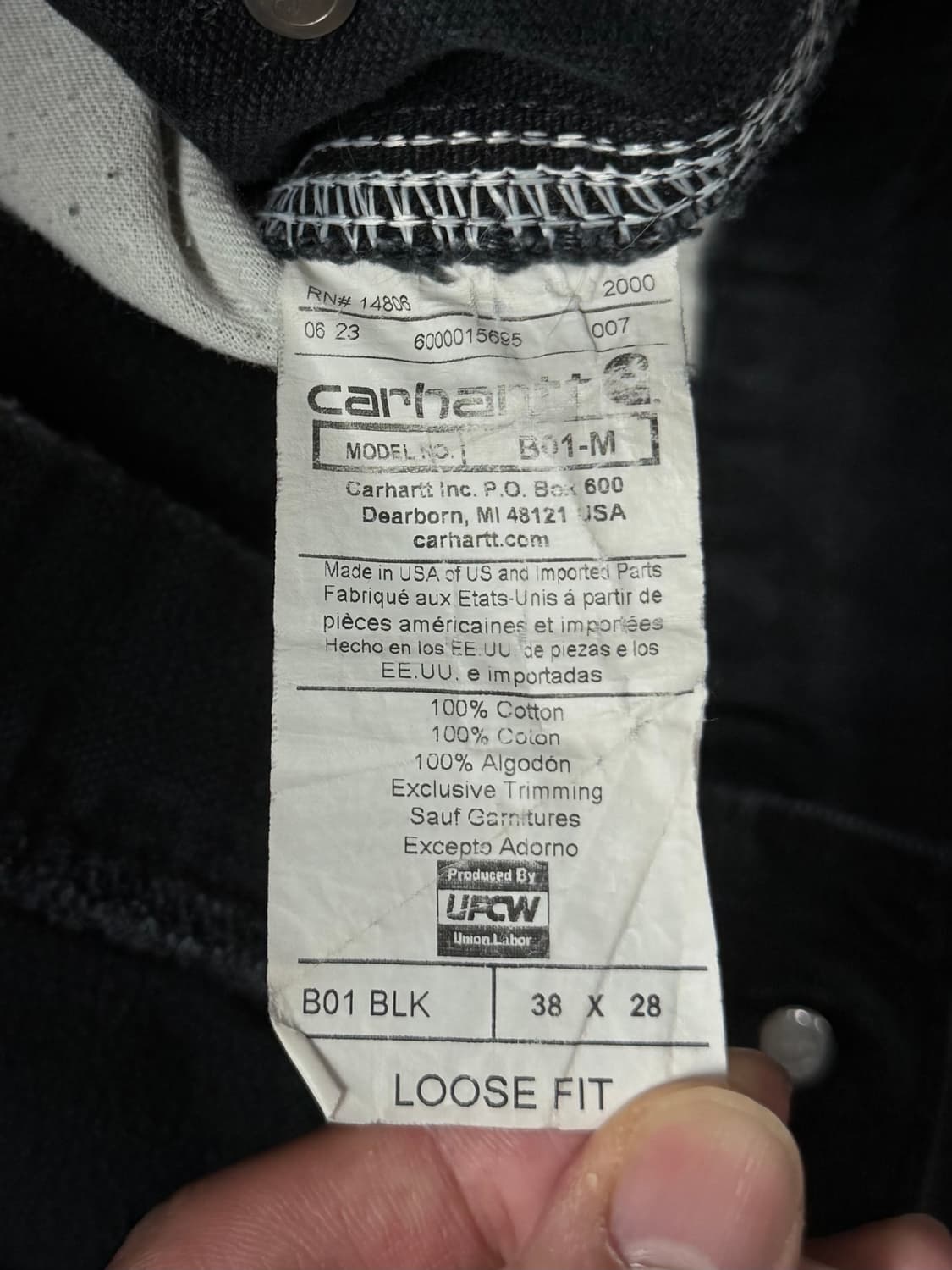 OG USA Made 칼하트 B01 더블니 블랙 칼하트 썩블니 카펜터 상품이미지9