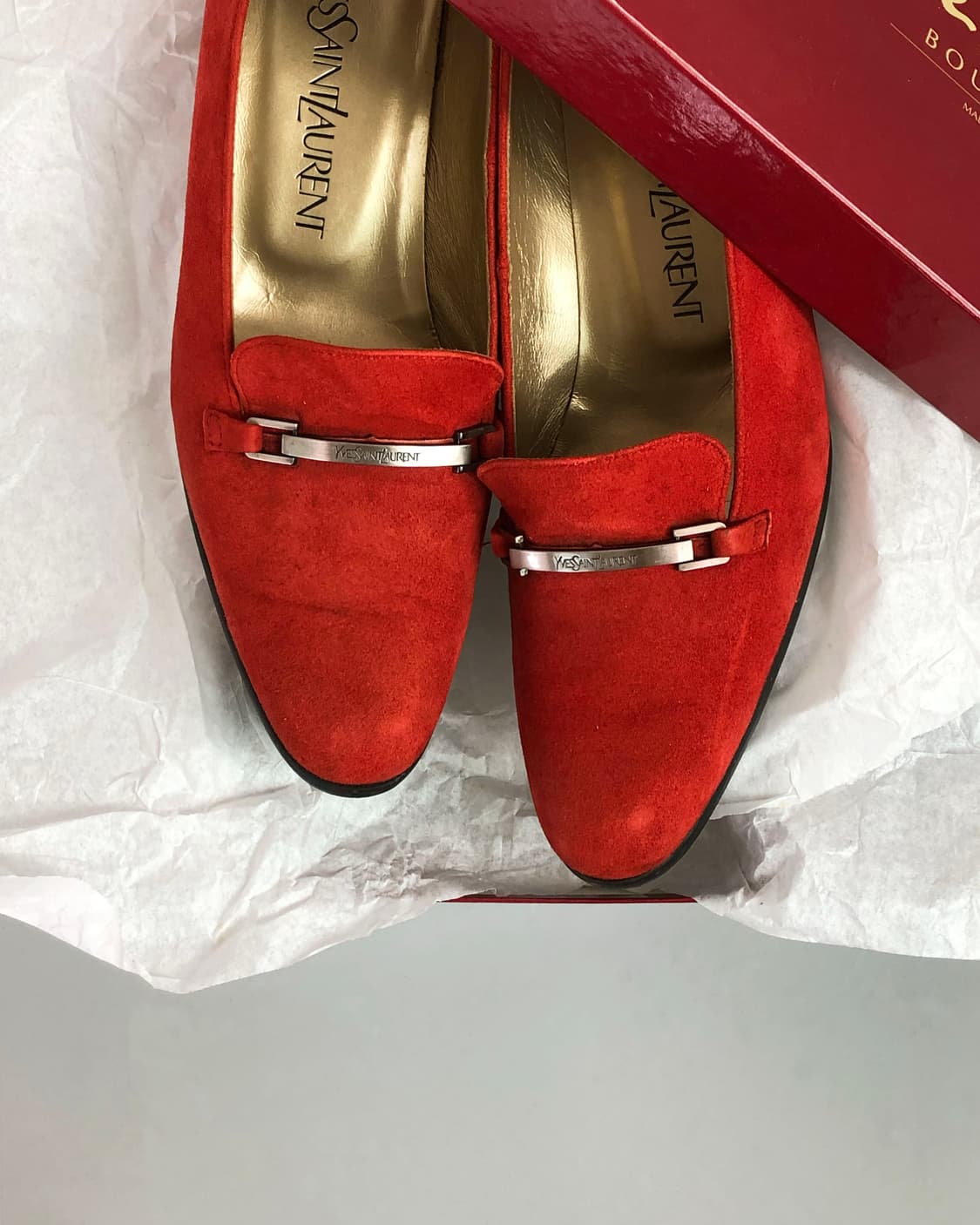 Yves Saint Laurent YSL 레드 스웨이드 펌프스 힐 상품이미지1