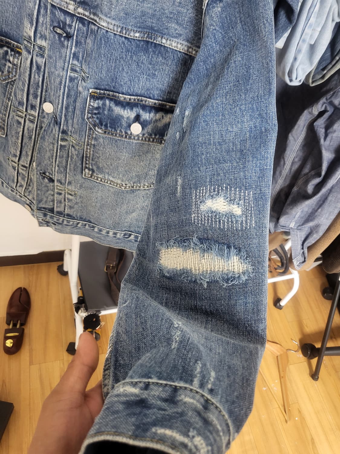 아웃스탠딩 리페어 데님 자켓 M (사이즈표 첨부) 상품이미지4