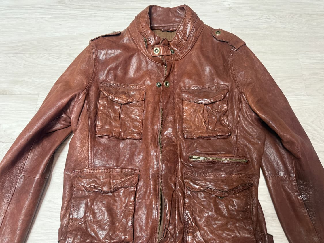 [M] 빈티지 브라운 양가죽 라이더 자켓 상품이미지3