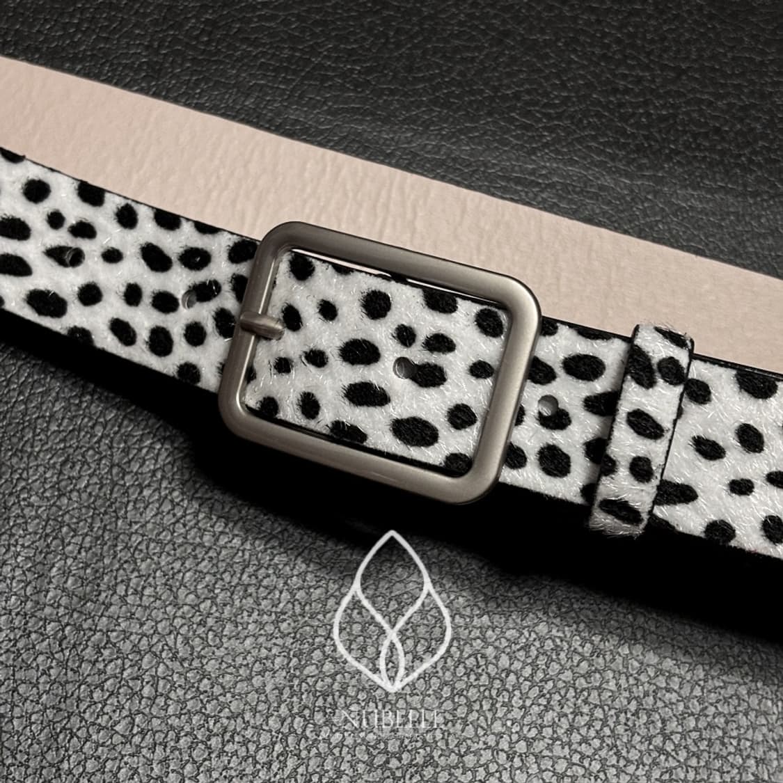 🌗 Dalmatian belt / 달마시안 호피 송치털 가죽 벨트 상품이미지3