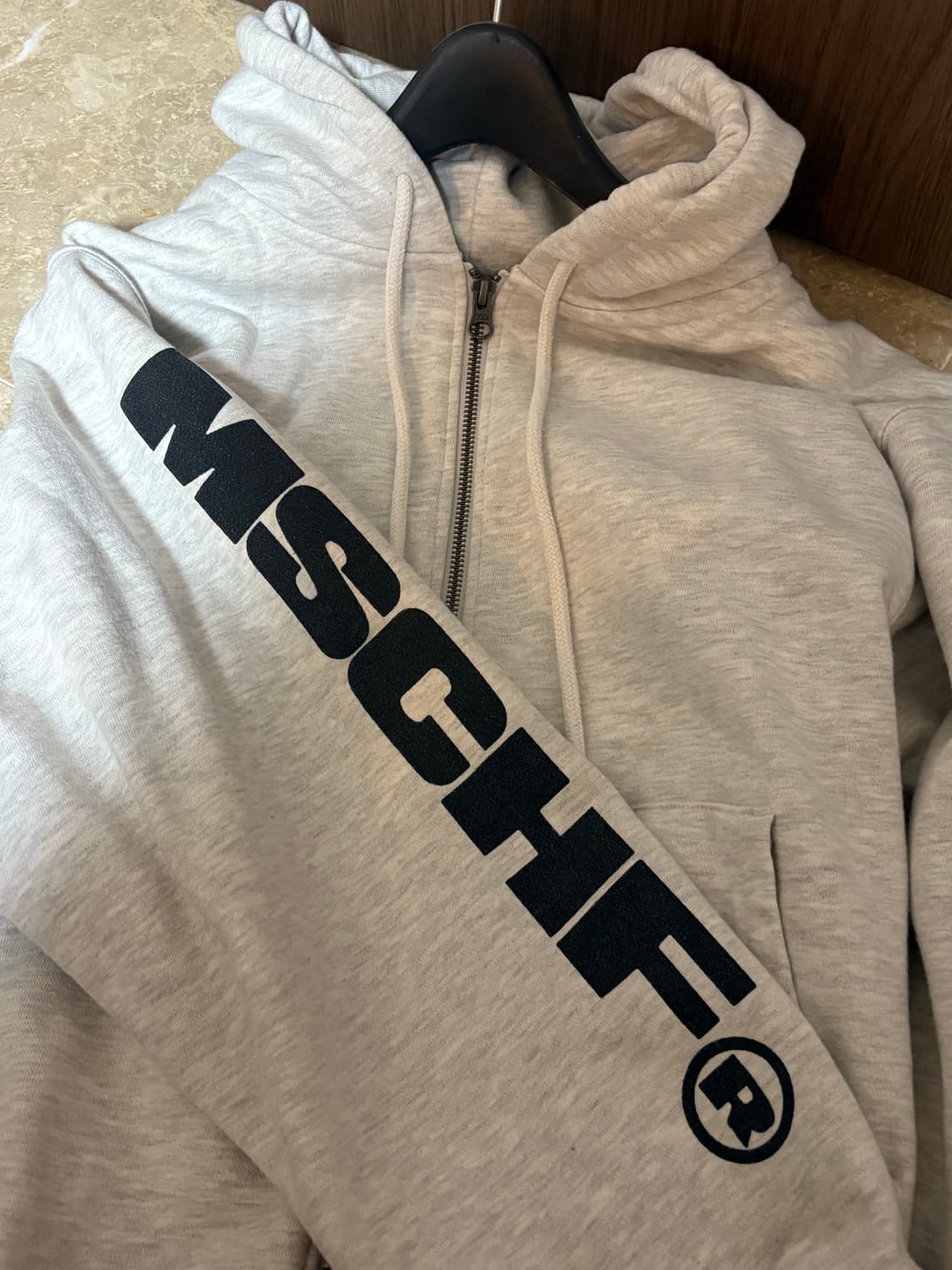 미스치프 2020ss 후드집업 화이트멜란지 상품이미지2