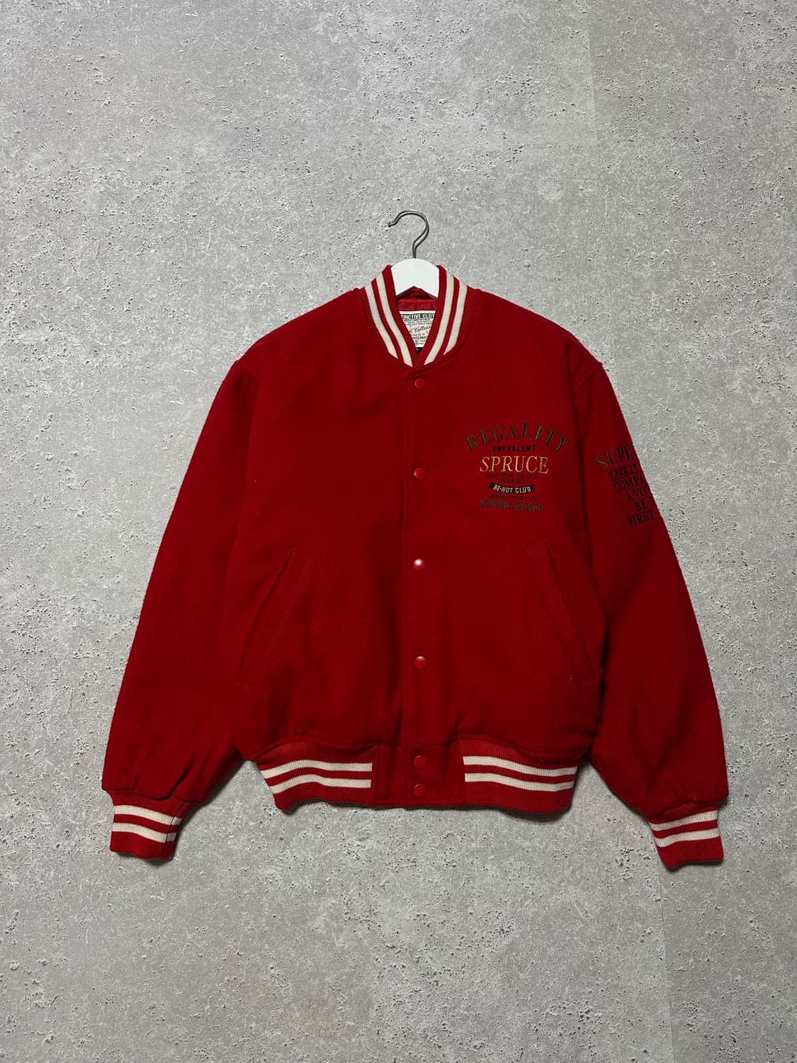 일본빈티지 백로고 힙레드 털 자켓 상품이미지2