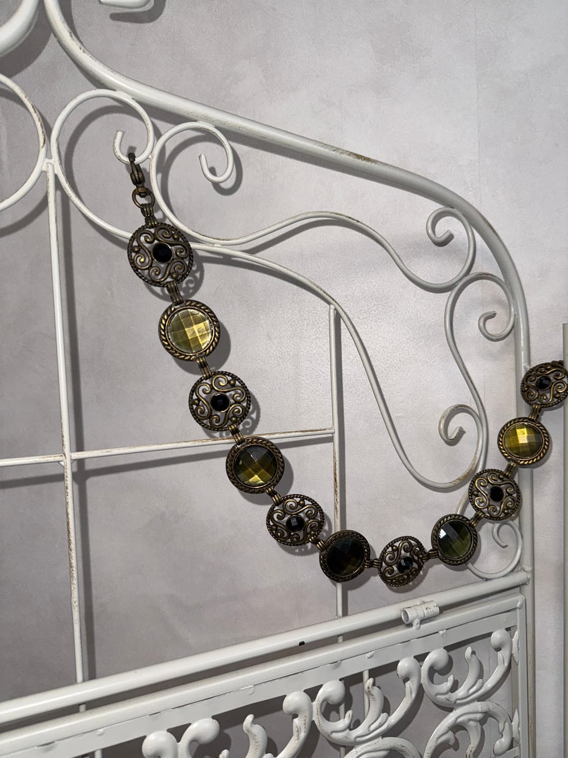 Antique khaki gemstone chain belt 상품이미지2