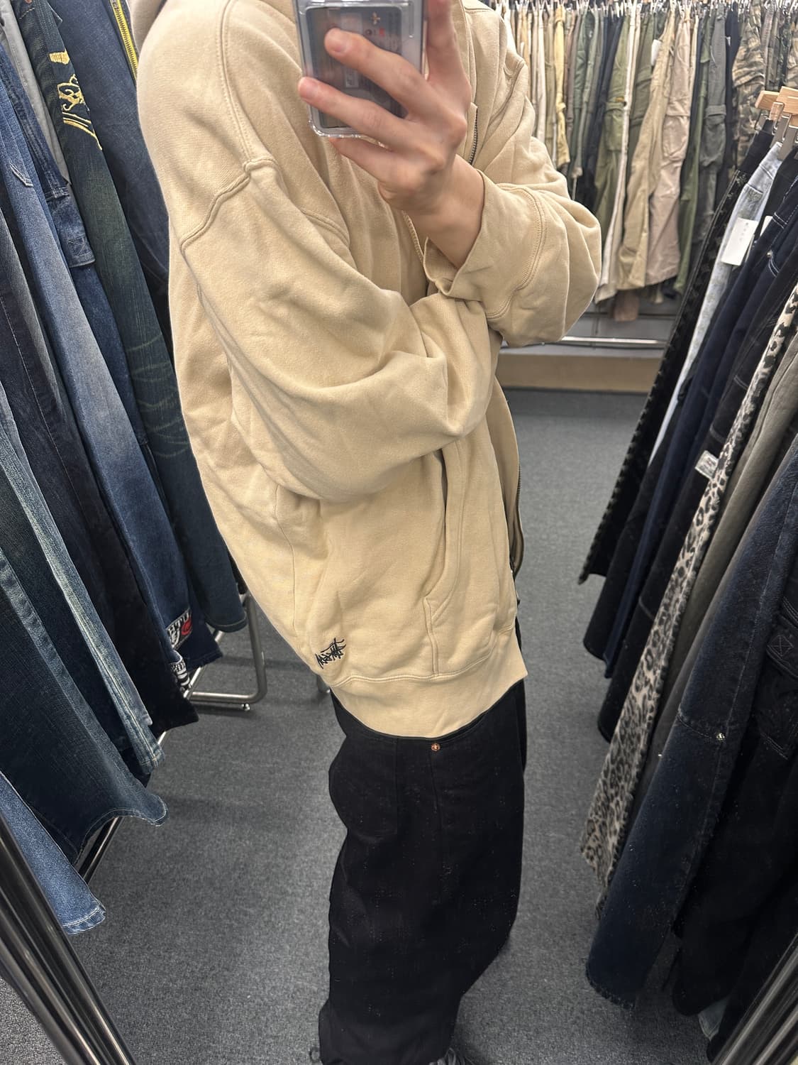 M) 스투시 스몰 로고 자수 베이직 집업 후디 상품이미지2