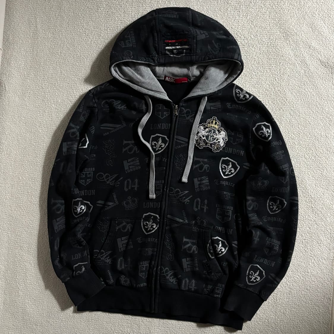 빈티지 올드스쿨 ASK 블랙 y2k 후드집업 상품이미지1