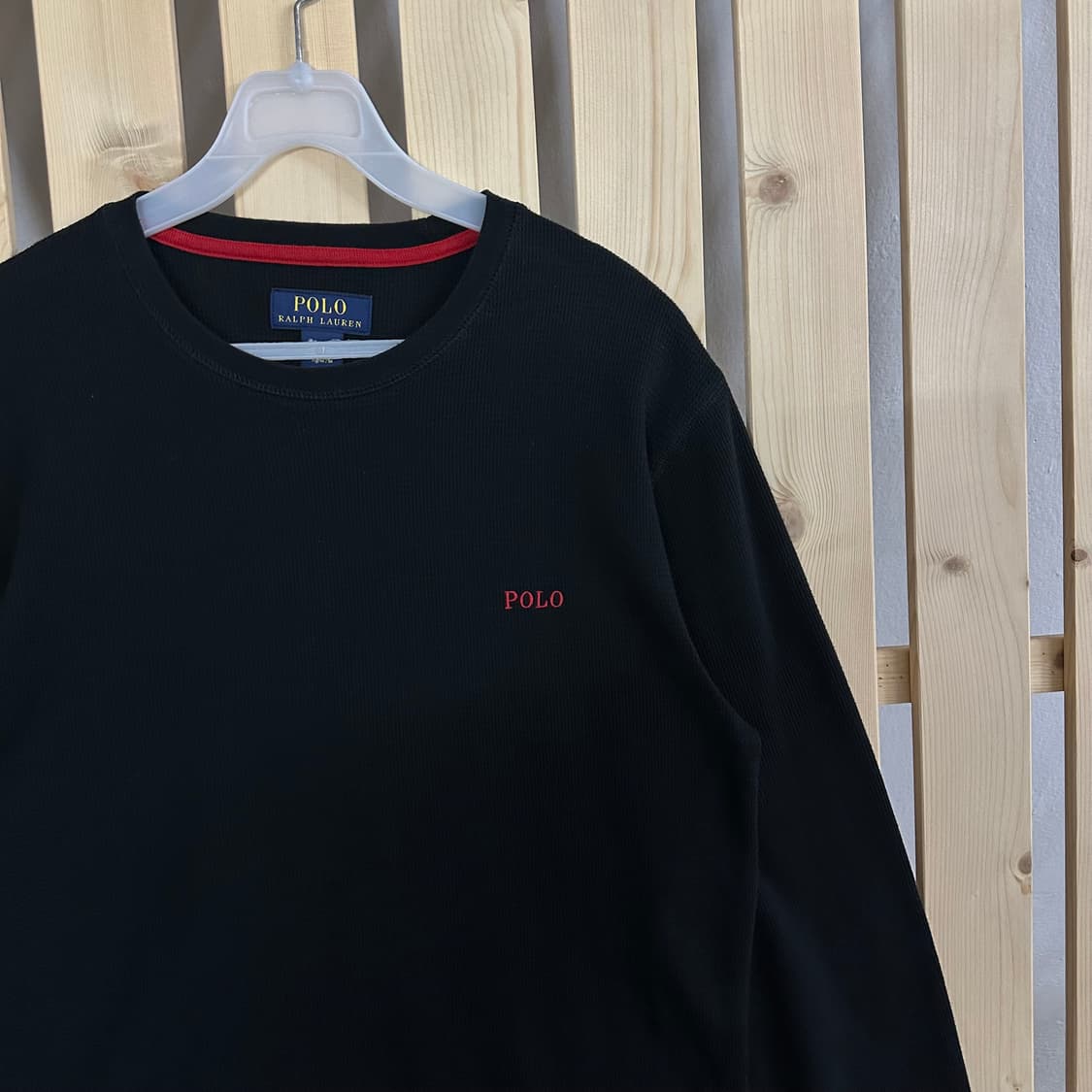 (M) 폴로 랄프로렌 블랙 와플 롱슬리브 티셔츠 상품이미지4