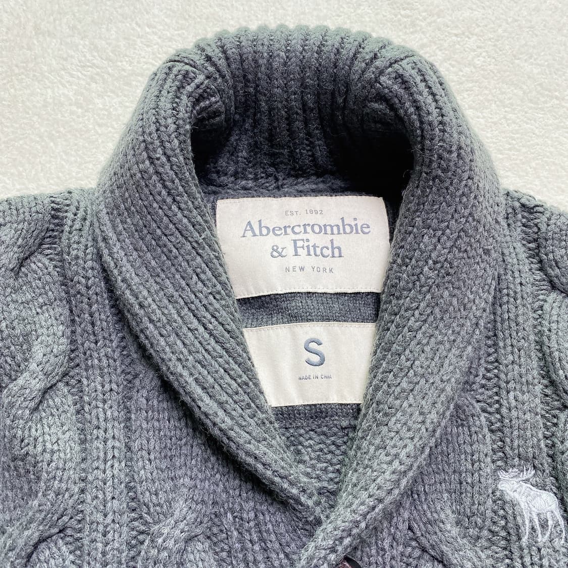 아베크롬비 앤 피치 케이블 울 알파카 니트 숄카라 가디건 상품이미지2