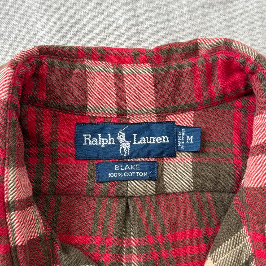 폴로랄프로렌 빈티지 레드베이지 두툼 체크셔츠 M(105) 상품이미지5