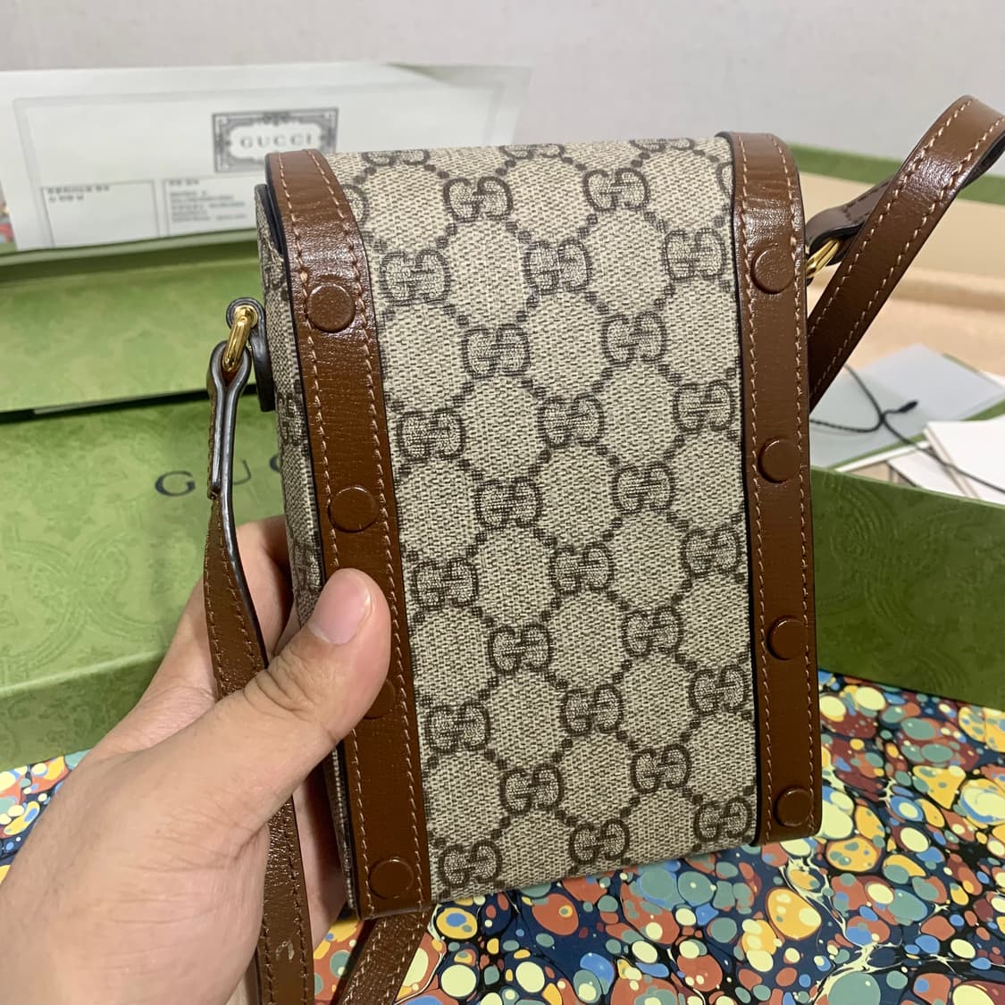 정품/새상품급 풀구성/구찌 홀스빗 1955 미니 크로스 상품이미지7