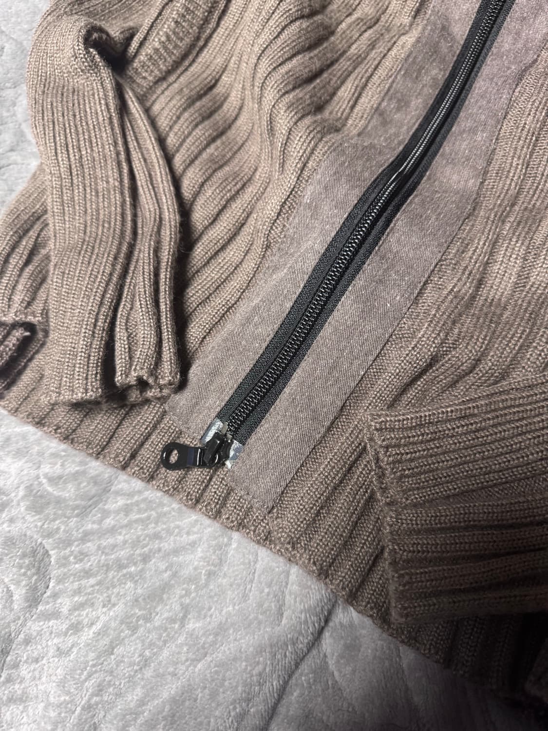 빈티지 카키 포켓 후드 니트 집업 상품이미지3