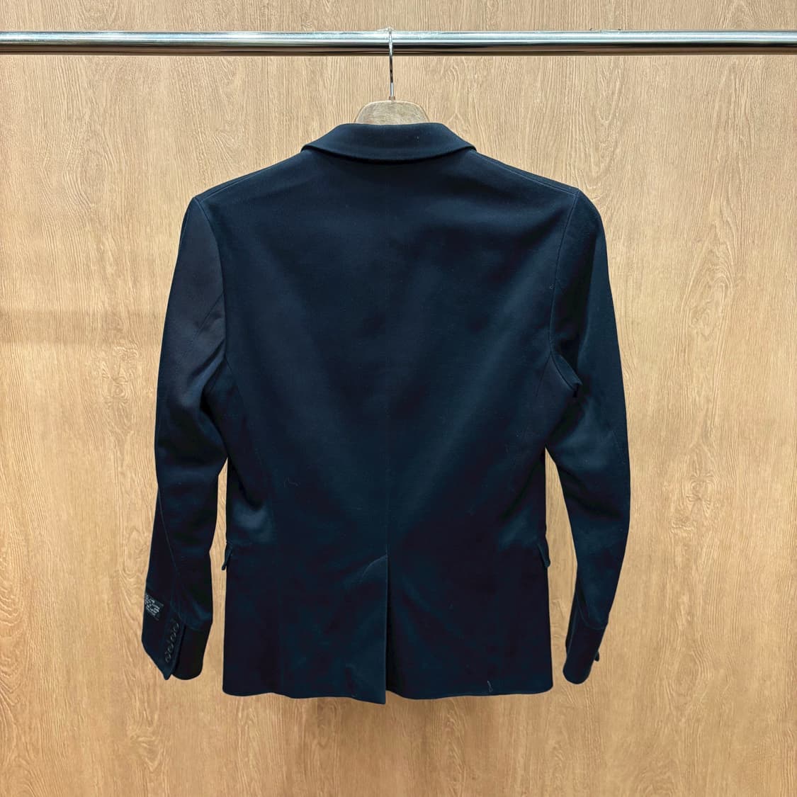 디젤 테일러드 자켓 노치드 라펠 가죽 트리밍 안감 라이닝 디테일 블랙 상품이미지3