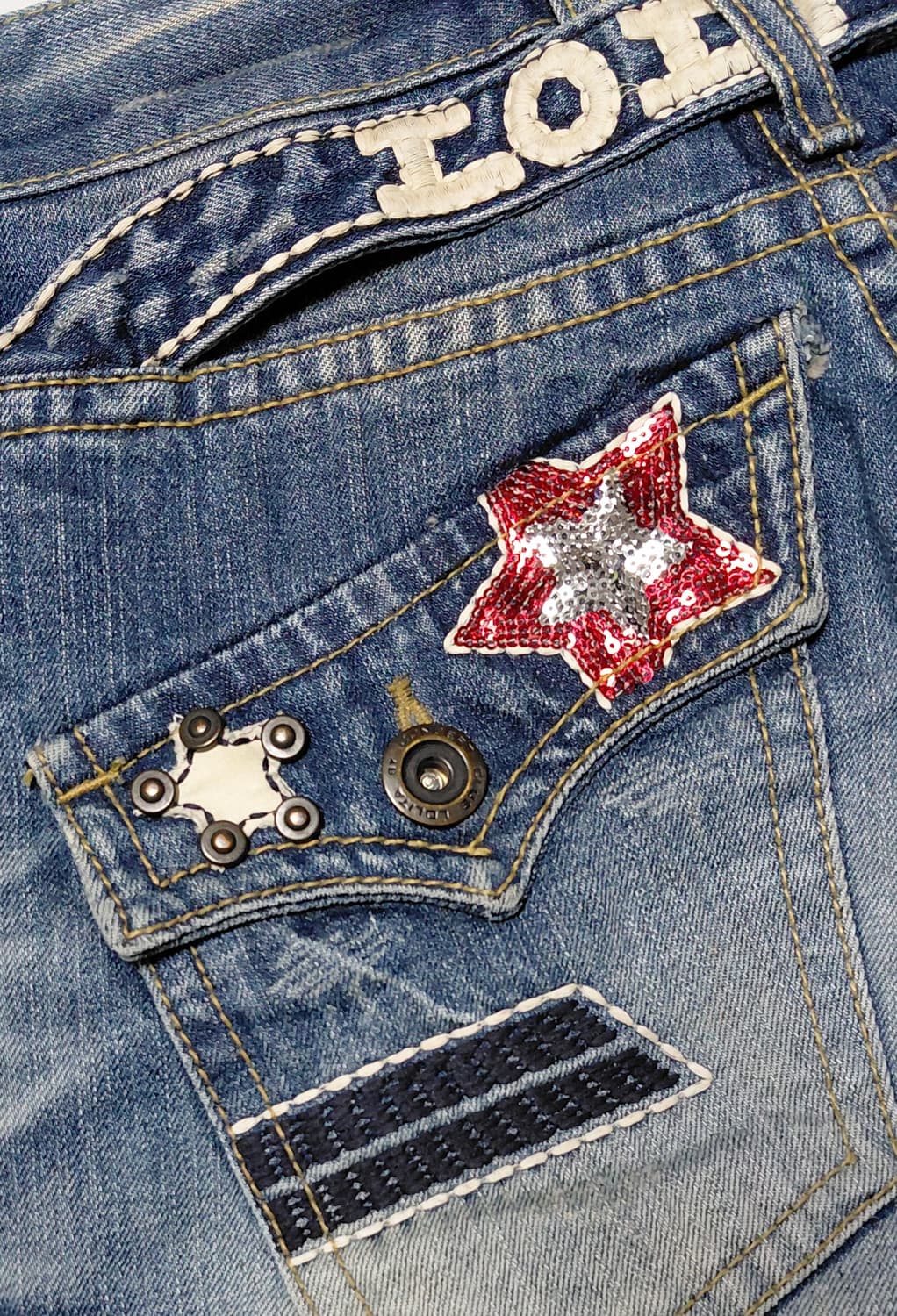 [XS] 로리타 진(Lolita Jeans) 시퀸 스타 와펜 빈티지 데님 상품이미지10